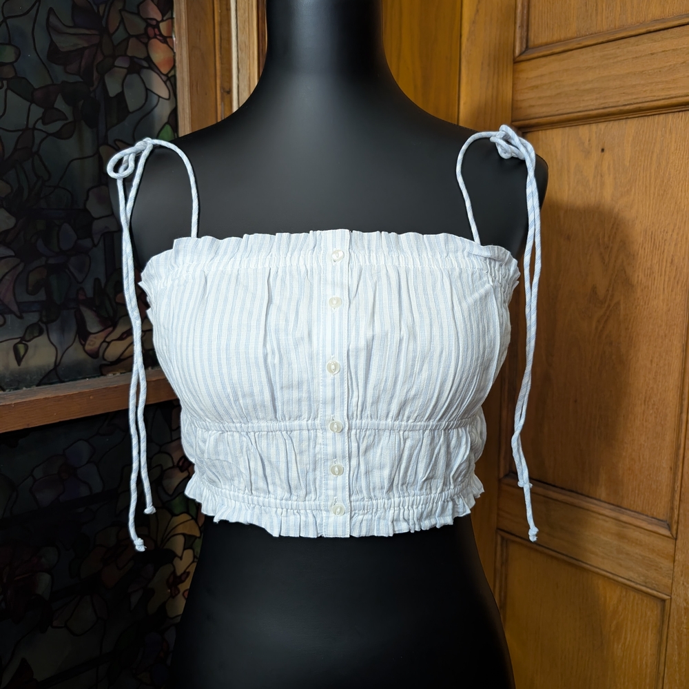 Aerie Light Blue Striped Crop Top